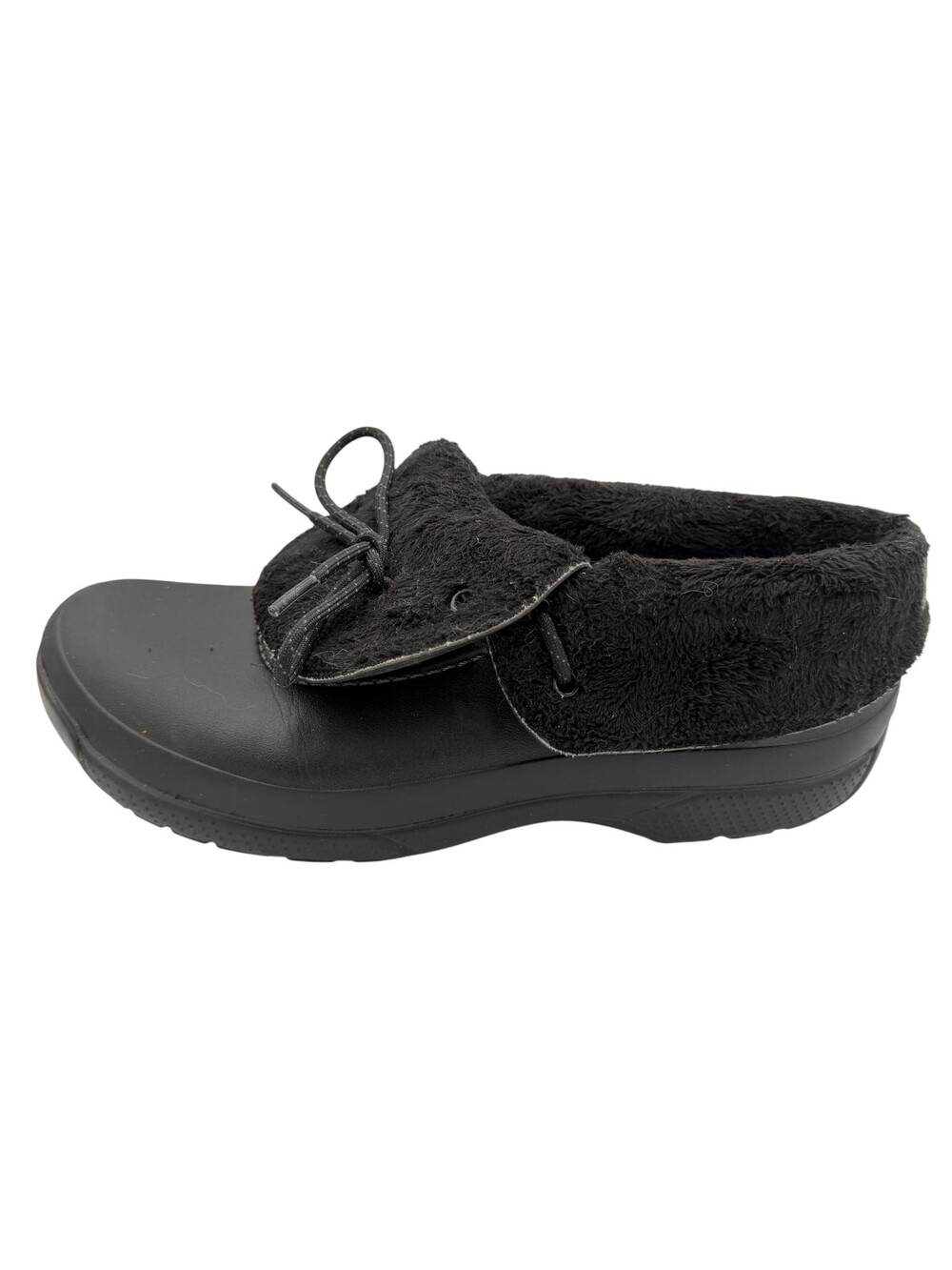 Crocs Blitzen Luxe Mens Size 8 Black Fleece Lined Lace Up Comfort Winter